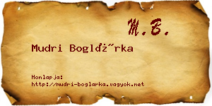 Mudri Boglárka névjegykártya